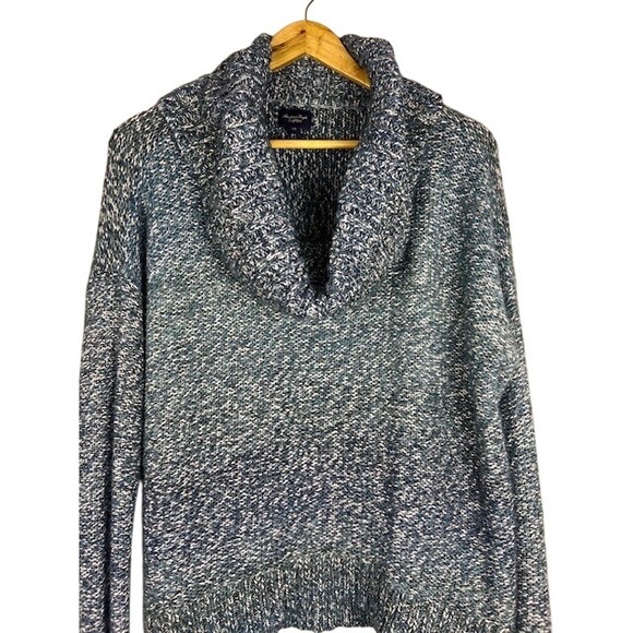 American Eagle Outfitters Cowl Neck Marled Knit Sweater Women Blue‎ M - Picture 4 of 13